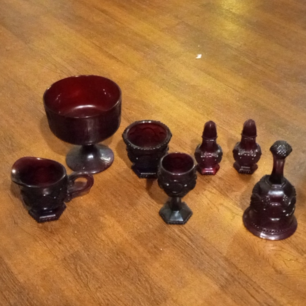 Vintage ruby red Avon set